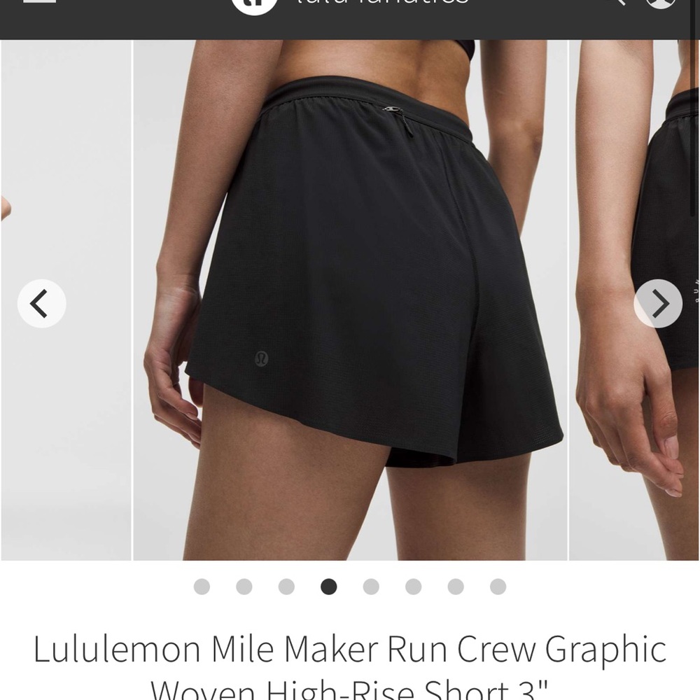 Lululemon Mile Maker Run Crew Graphic Woven High-Rise Short 3" Black NWT size S